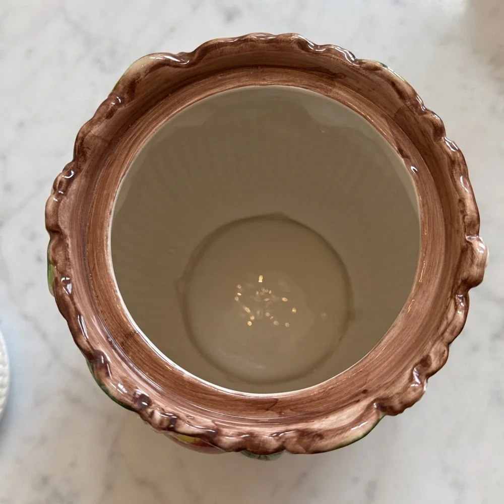 Fitz & Floyd Retired Majolica Apple Canister Mediterranean Collection